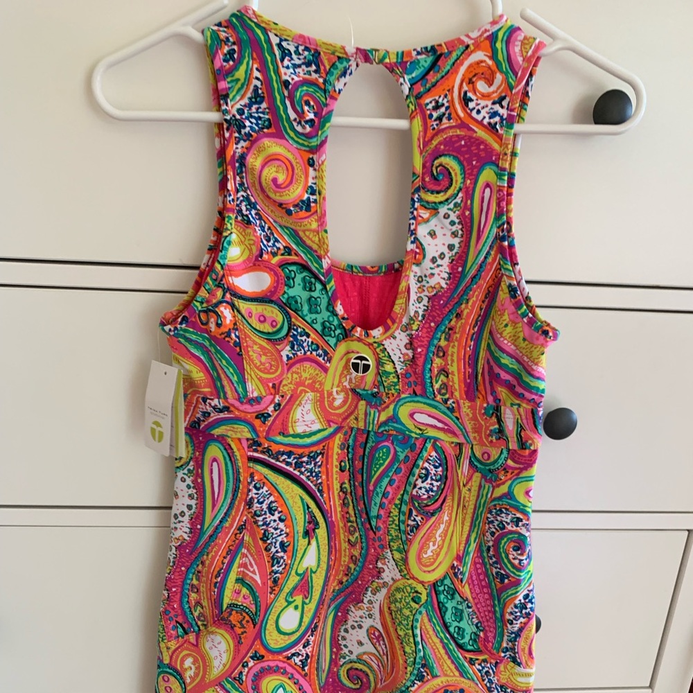 Trina Turk recreation dress. Has built in padding. New, never worn, with tags.